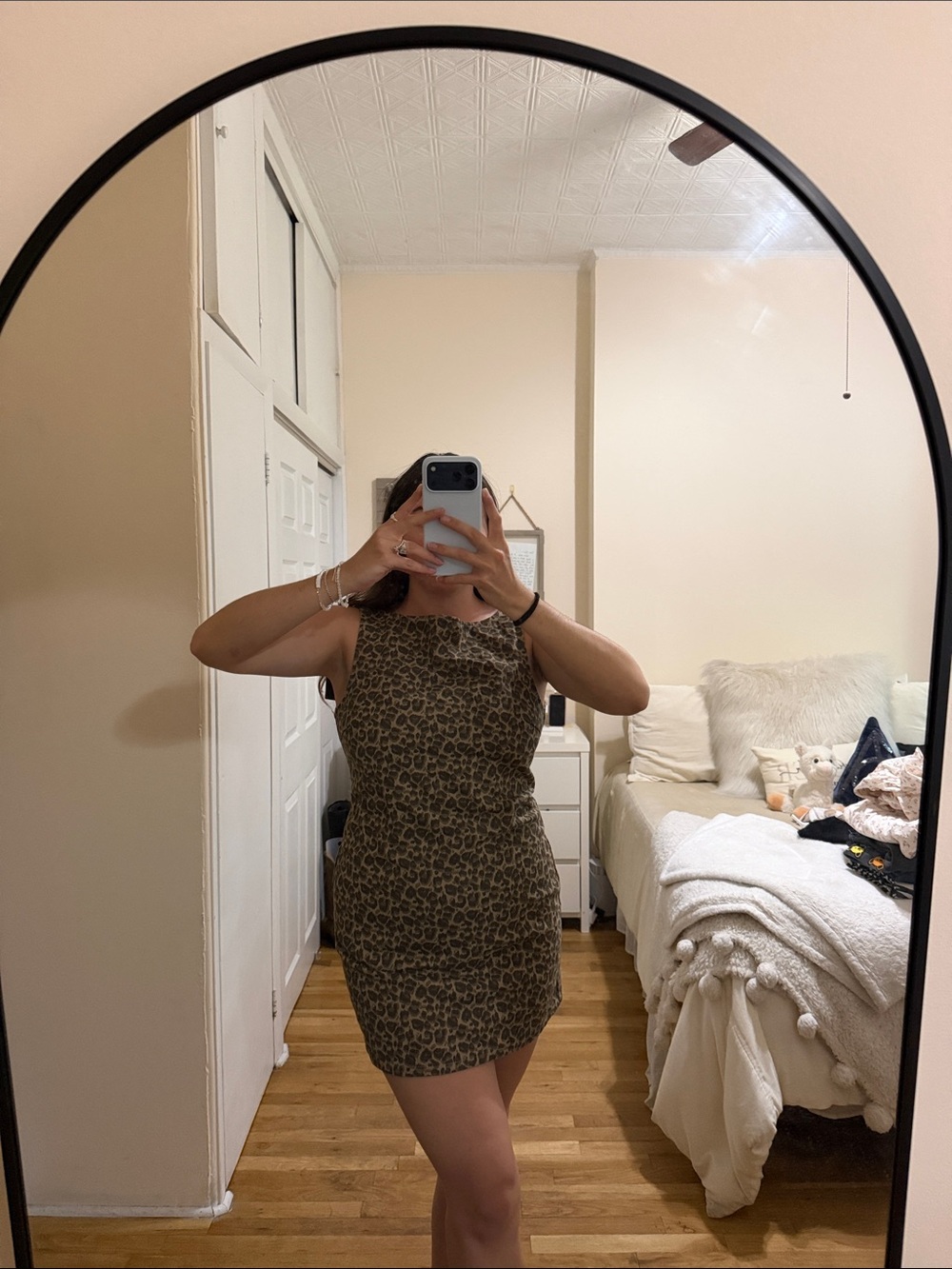 Cheetah print denim dress